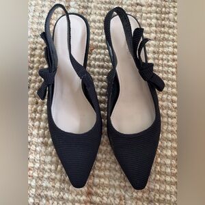 Contigo Black Bow Slingback Heels
